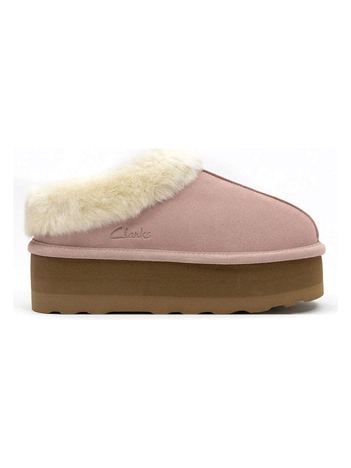 Clarks Skórzane kapcie w kolorze jasnoróżowym