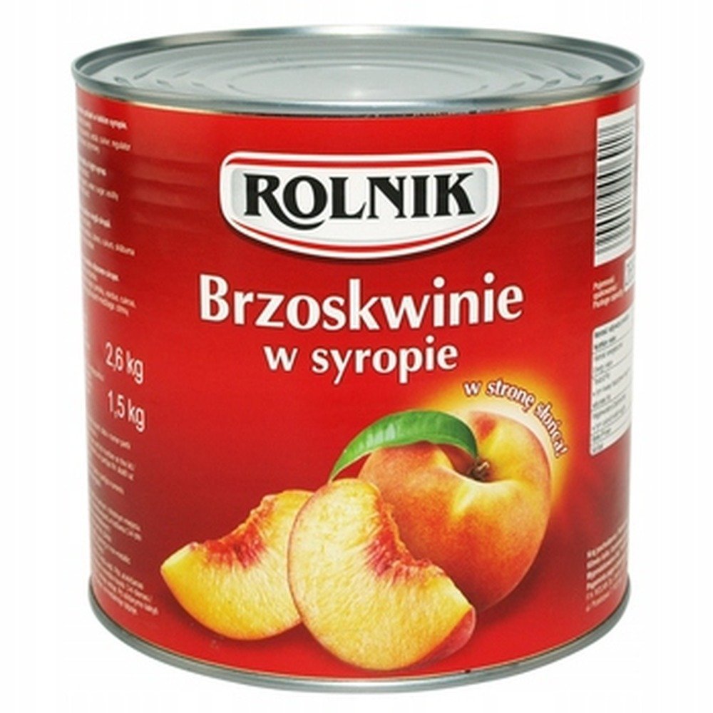 Brzoskwinie Rolnik w syropie - całe owoce w puszce 2,6 kg