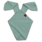 Chusty do noszenia dzieci - Pieluszka Dou Dou Bunny Z Organicznej Bio Bawełny Gots Cozy Muslin With Ears 2In1 Forest Green Hi Little One - miniaturka - grafika 1