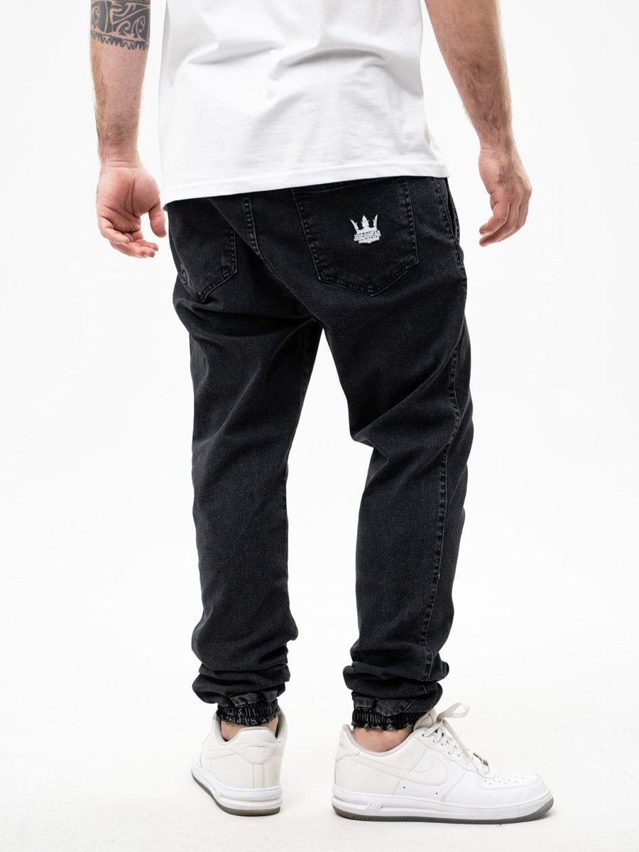 Spodnie Jeansowe Jogger Męskie Ciemne Szare Jigga Wear Crown XXL