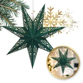 Ozdoby bożonarodzeniowe - DUŻA GWIAZDA PAPIEROWA ŚWIĄTECZNA AŻUROWA zielona 45 cm WITRAŻ 3D WG10 - miniaturka - grafika 1