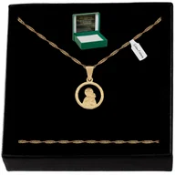 Naszyjniki - DAMSKI ZŁOTY NASZYJNIK Z ZAWIESZKĄ 925/585 GRAWER - miniaturka - grafika 1