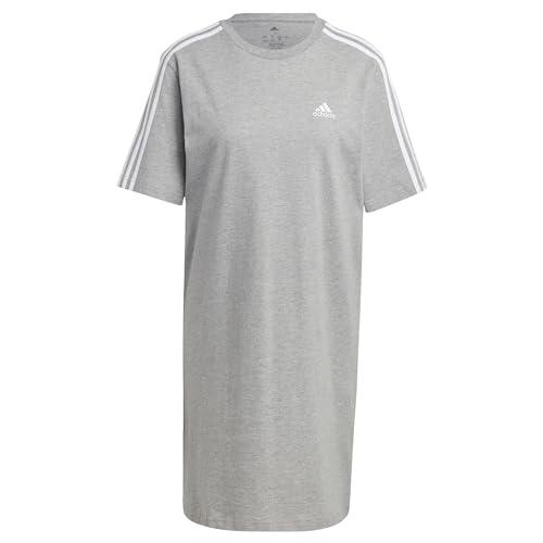 adidas Damska sukienka chłopięca Essentials z 3 paskami Single Jersey, XXS, Średni szary wrzosowy/biały, XXS