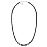 Naszyjniki męskie - Czarny męski rzemień na szyje naszyjnik z dedykacja dla taty na prezent - Manoki - miniaturka - grafika 1