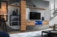 Meblościanki - ASM Meble Meblościanka SWITCH MET V dąb wotan do nowoczesnego salonu ASM Meble - miniaturka - grafika 1