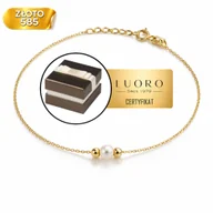 Bransoletki - BRANSOLETKA ZŁOTA 585 14K KULKI DIAMENTOWANE PERŁA 17 CM REGULOWANA - miniaturka - grafika 1