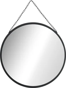 HOMCOM lustro ścienne lustro do makijażu Ø 50 cm okrągłe lustro do salonu lustro z dekoracyjnym zawieszeniem do sypialni, jadalni, przedpokoju czarne metalowe szkło - Lustra - miniaturka - grafika 1