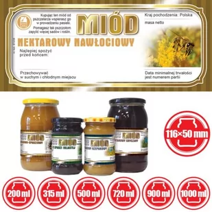 Paczka etykiet na miód nawłociowy 116x50 (100szt) - wzór E1238 - Pozostałe akcesoria kuchenne - miniaturka - grafika 1