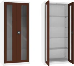 NSML.112.9010.8016 szafa lekarska 2-skrzydłowa 1-komorowa biało-brązowa - Meble i wyposażenie gabinetów medycznych - miniaturka - grafika 1