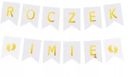 Baby shower i roczek - Girlanda Napis Roczek + Imię Dziecka Baner Stopki - miniaturka - grafika 1