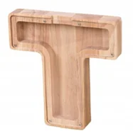 Skarbonki - KREATYWNA DREWNIANA SKARBONKA LITERA T ALFABET LITERY PREZENT - miniaturka - grafika 1
