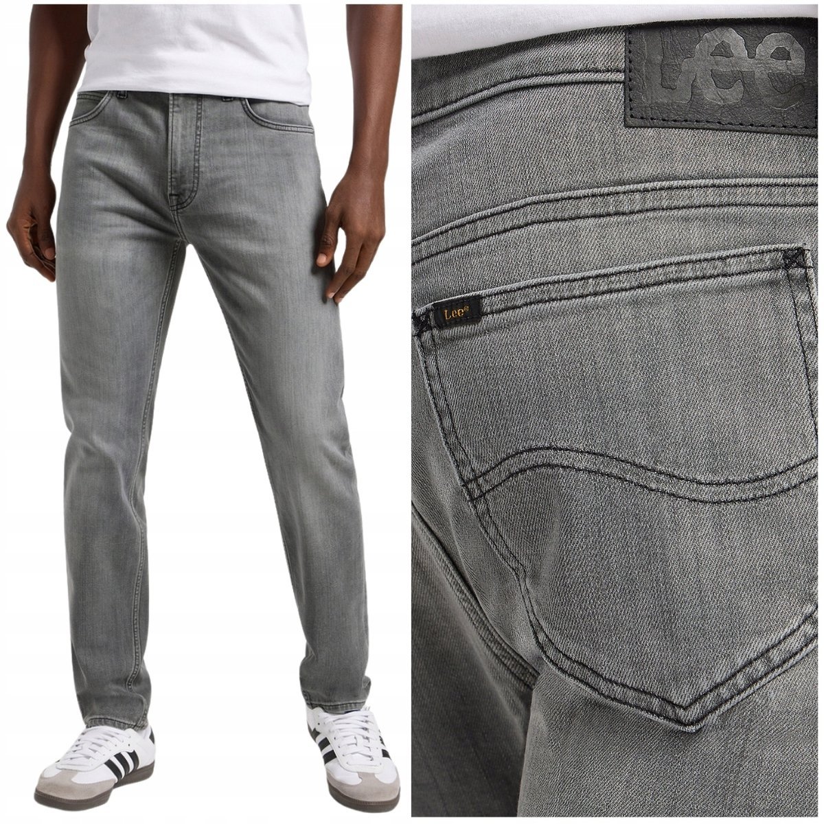 Lee RIDER SLIM Felix DżINS lekko dopasowane szare spodnie jeansowe W30 L34