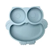 Miseczki i talerzyki dla dzieci - Sowa Talerz Silikonowy- Niebieski - miniaturka - grafika 1