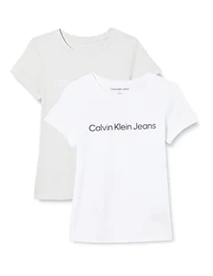 Calvin Klein Jeans Koszulka damska, Szary/jasny biały, XS - Koszulki i topy damskie - miniaturka - grafika 1