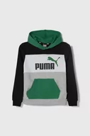 Bluzy dla dziewczynek - Puma bluza dziecięca ESS BLOCK TR B kolor zielony z kapturem wzorzysta - miniaturka - grafika 1