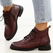 Botki damskie - Bordowe skórzane botki damskie Vinceza 39953 - miniaturka - grafika 1