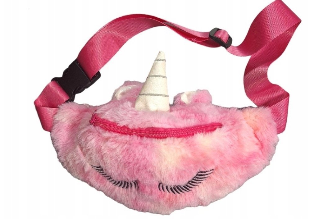 NERKA SASZETKA BIODROWA DLA DZIECI PLUSZOWA MIĘKKA FUTRZANA JEDNOROŻEC RÓŻ