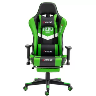 Fotel  EXTREME HERO Green Gamingowy dla Graczy z podnóżkiem - Fotele gamingowe - miniaturka - grafika 1