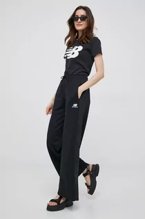 Spodnie damskie - New Balance spodnie damskie kolor czarny gładkie - grafika 1