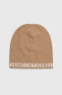 Czapki damskie - Moschino czapka wełniana kolor brązowy z cienkiej dzianiny wełniana - miniaturka - grafika 1