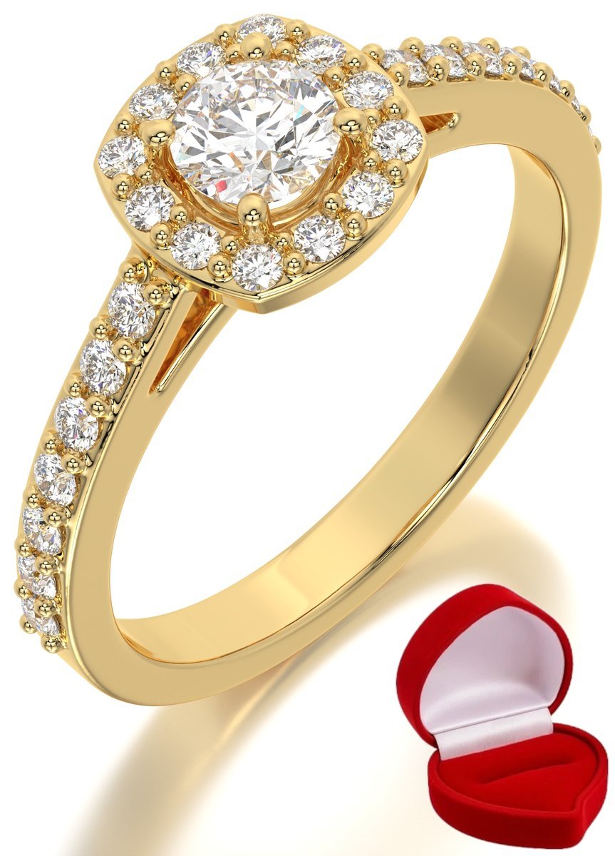 ZŁOTY PIERŚCIONEK ZARĘCZYNOWY 585 14k DIAMENT BRYLANT 0,30 ct R6