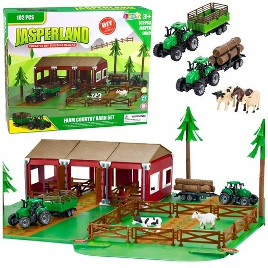 Figurka LeanToys Zestaw Farma Gospodarstwo Zagroda Traktory Zwierzęta 102 el.