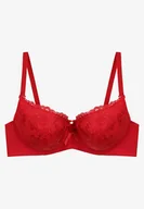 Biustonosze - Czerwony Biustonosz Full Cup Pokryty Koronką Absuca - miniaturka - grafika 1