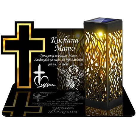 ZNICZ SOLARNY LED WIECZNY PODSTAWKA NA CMENTARZ GRÓB lampka Krzyż 3D DLA MAMY