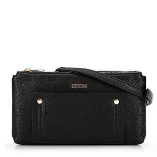 Damska crossbody dwukomorowa z kieszonką czarno - złota - Torebki damskie - miniaturka - grafika 1