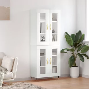 vidaXL Witrynka, biała, 69,5x34x180 cm, materiał drewnopochodny - Szafki nocne - miniaturka - grafika 1