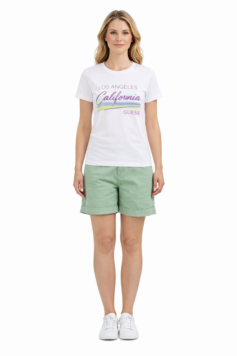 GUESS BIAŁY T-SHIRT Z NADRUKIEM LOS ANGELES CALIFORNIA S I4A