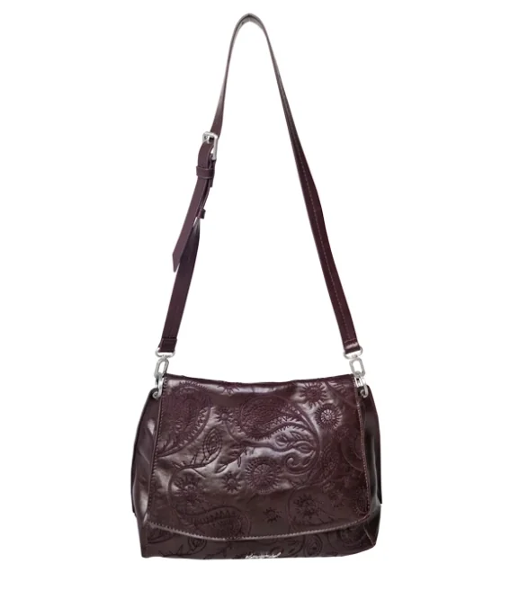 Desigual bordowa torebka plecak 2w1 haftowana paisley 4 kieszenie