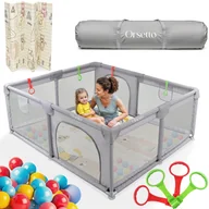 Łóżeczka i kojce - KOJEC DZIECIĘCY Z MATĄ PIANKOWĄ 150x180 cm PLAC ZABAW SUCHY BASEN + UCHWYTY I 50 PIŁEK - miniaturka - grafika 1