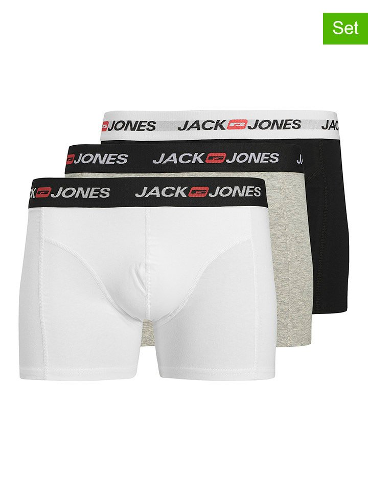 Jack & Jones Bokserki (3 pary) w kolorze białym, czarnym i szarym