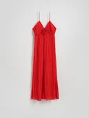 Sukienki - Reserved - Sukienka maxi z kwiatową aplikacją - czerwony - miniaturka - grafika 1