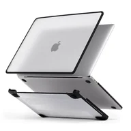 Torby na laptopy - Etui ochronne do Apple Macbook Air 13 13.6" M2 2022 / M3 2024 / M4 2025 (A2681, A3113, A3240) Alogy MatteGuard™ obudowa Matowa Przezroczysta Biel z czarną ramką - miniaturka - grafika 1