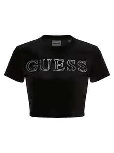 GUESS - T-shirt damski, czarny - Koszulki i topy damskie - miniaturka - grafika 1
