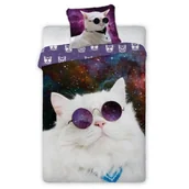 Pościel dla dzieci - Kot Kosmiczny Pościel 140x200 70x90 Bawełna Komplet - miniaturka - grafika 1