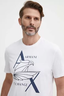 Koszulki męskie - Armani Exchange t-shirt bawełniany kolor biały z nadrukiem - grafika 1