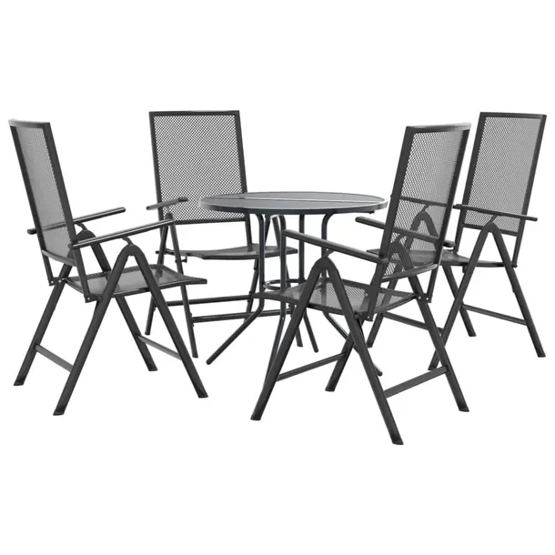 Zestaw mebli ogrodowych antracytowy, 4 krzesła (57x(61-94)x(84-104) cm), s