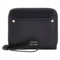 Portfele - Guess Damski Mały Portfel Elegancka Portmonetka Poliuretanowa Czany Gładki - miniaturka - grafika 1