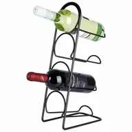 Pozostałe akcesoria barmańskie - Stojak na wino metalowy czarny 4 butelki 21x12x43 cm kod: O-229055 - miniaturka - grafika 1