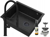 Zlewozmywaki - Granitan Granit Podblatowy Zlew Czarny Salix Podwieszany - miniaturka - grafika 1