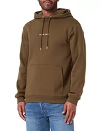 Bluzy męskie - SELECTED HOMME męska bluza z kapturem haftowana, ciemnooliwkowy, L - miniaturka - grafika 1