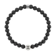 Bransolety męskie - Bransoletka męska znak zodiaku czarna lawa wulkaniczna Bliźnięta - Manoki - miniaturka - grafika 1