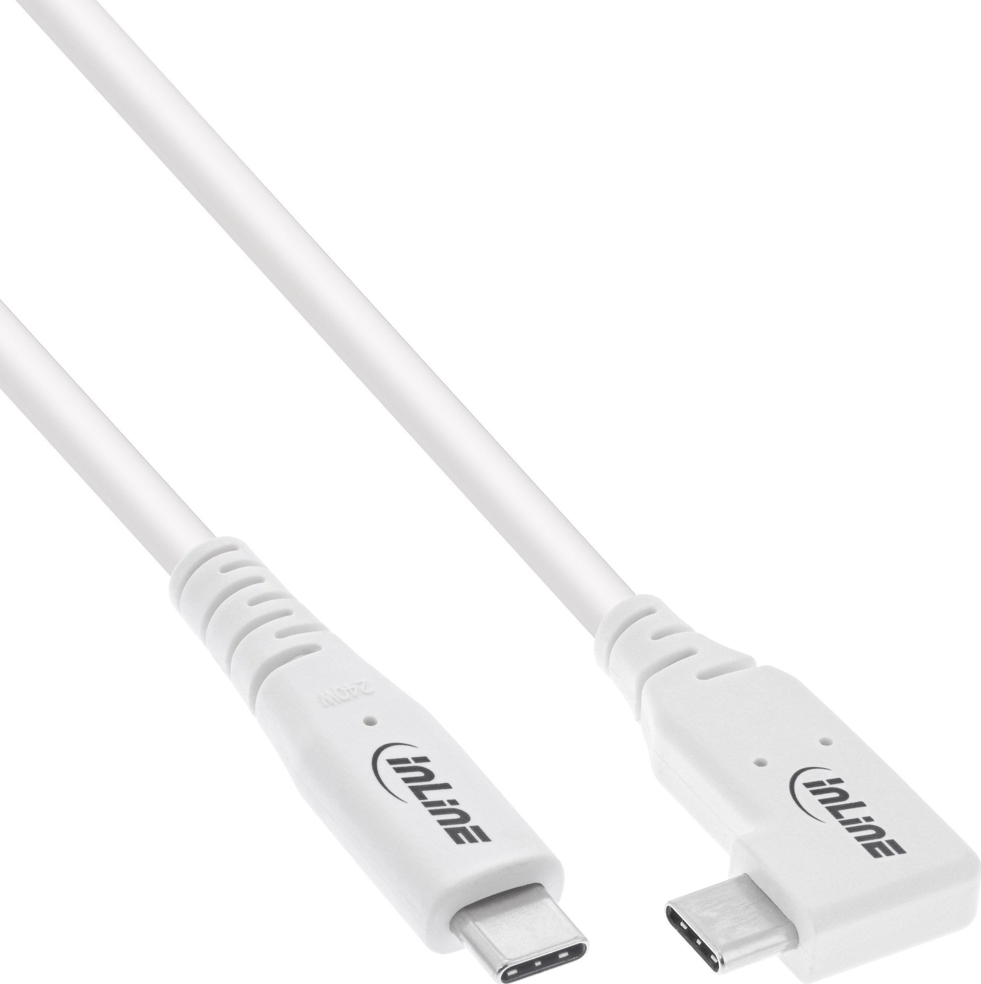 Kabel USB InLine InLine® USB4 cable, USB Type-C, one side angled, PD 240W, 8K60Hz, TPE white, 0.5m