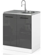 Szafki kuchenne - szafka kuchenna pod zlewozmywak dolna na nóżkach 60cm spremium szary połysk - miniaturka - grafika 1