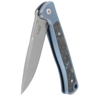 Nóż składany LionSteel Skinny Blue Titanium/Blue Dark Matter Carbon Fiber, Stonewashed MagnaCut by Molletta (SK01 BL) - Noże - miniaturka - grafika 6