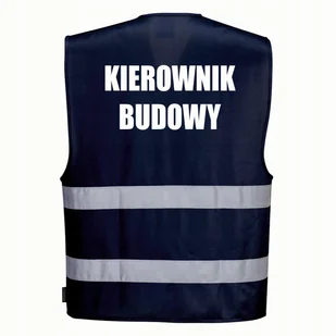 Kamizelka odblaskowa XXL/3XL granatowa z nadrukiem KIEROWNIK BUDOWY - Odzież robocza - miniaturka - grafika 1