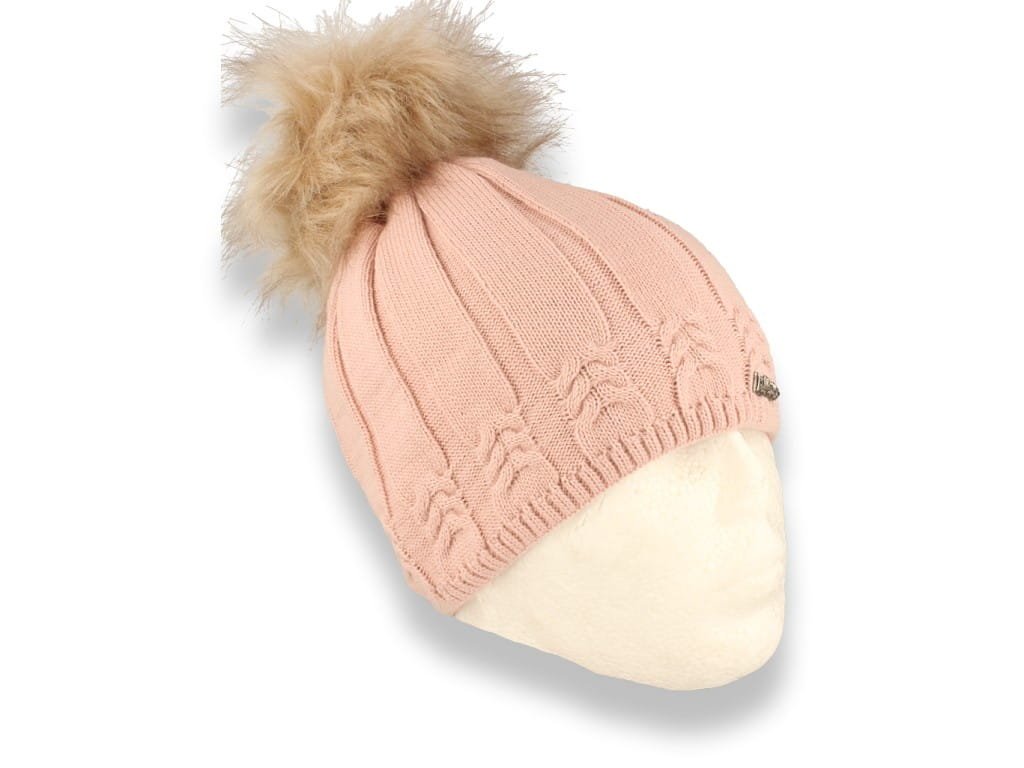 Czapka zimowa z pomponem polska produkcja różowa